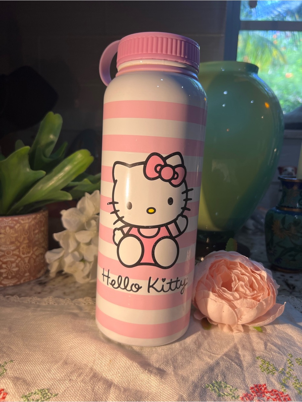 Hello Kitty Pink & White Striped Bottle with Bow Graphic Minor flaw